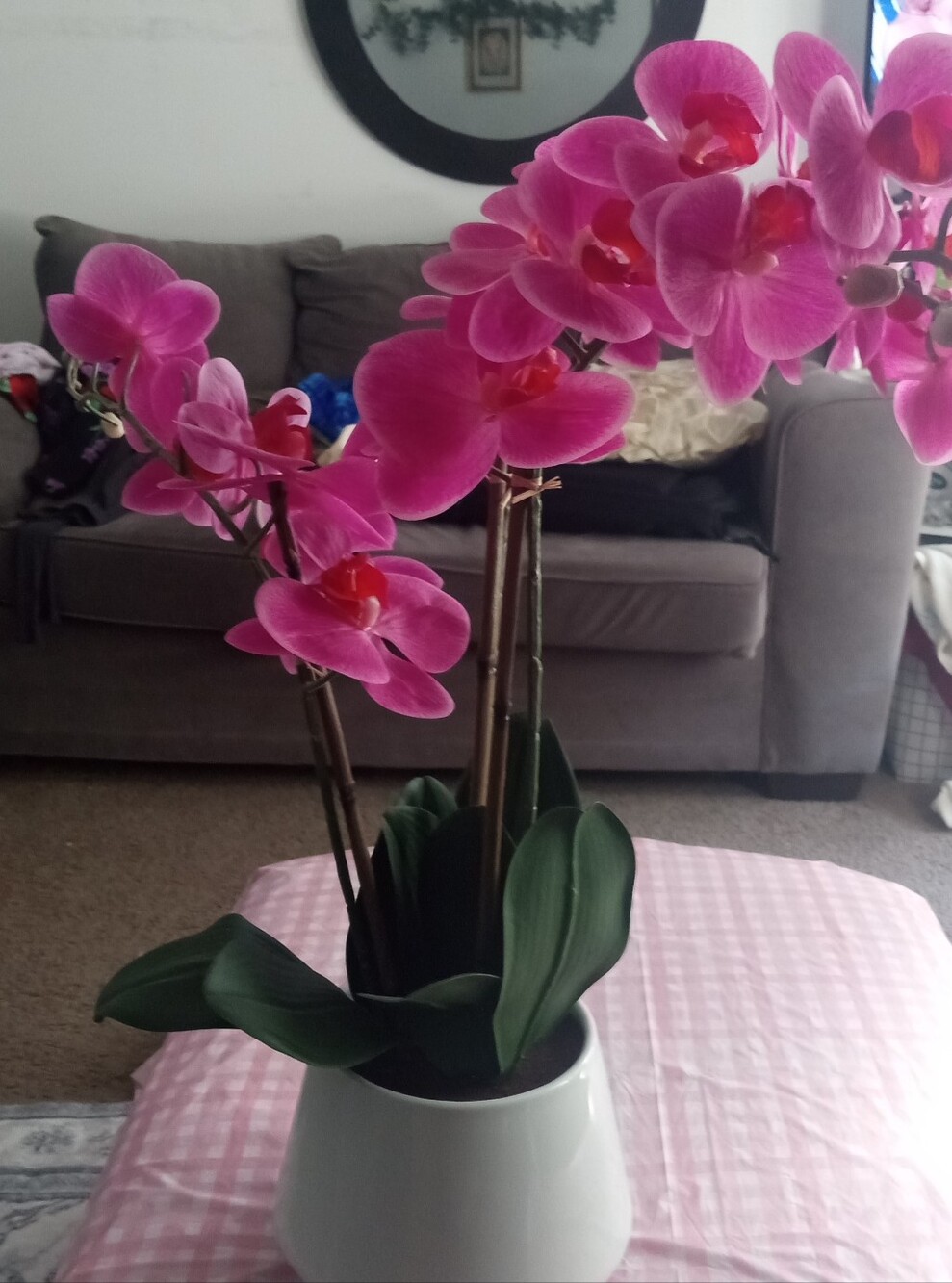 Pink Orchid Artificial Plant in White Ceramic Pot - Home Accents